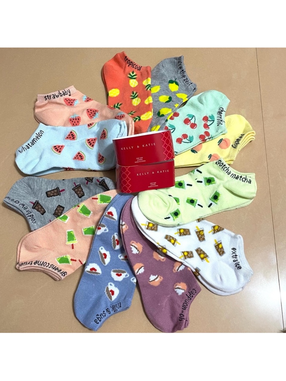 Kelly & Katie Colorful Fruit & Dessert Ankle Sock Set of 12
